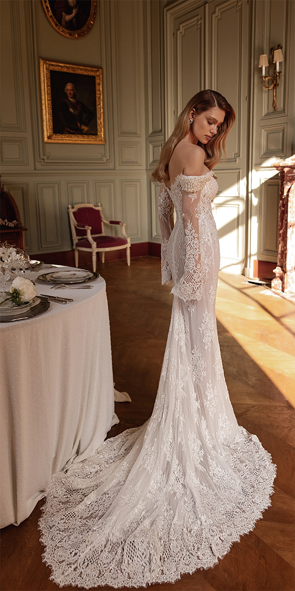 boho wedding dresses with sleeves lace with long sleeves off the shoulder tinavlaerdi