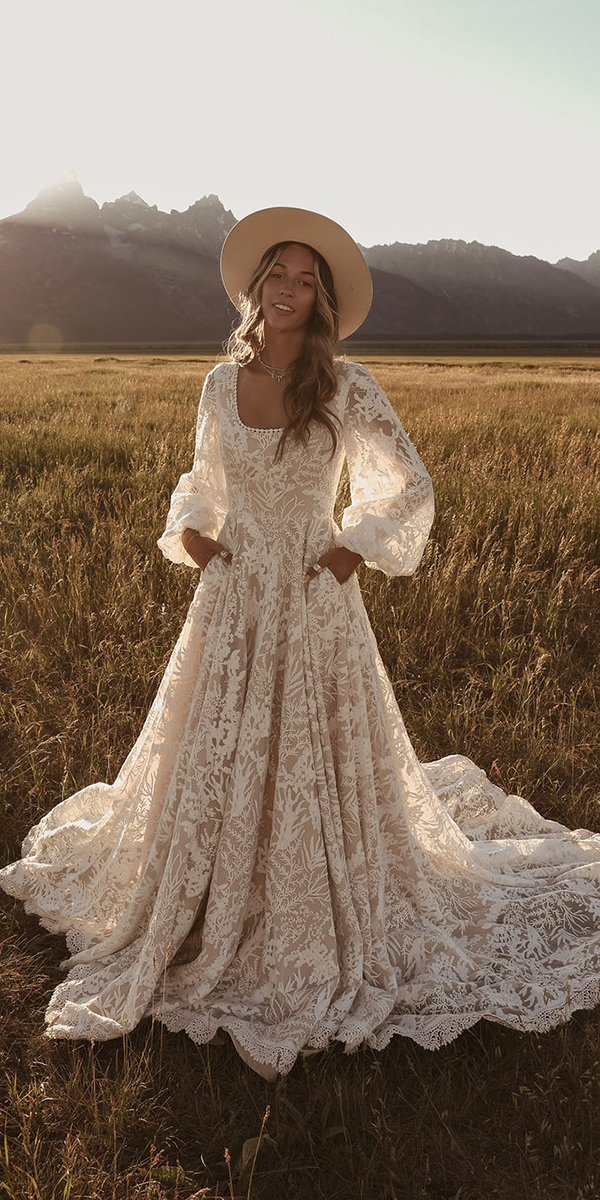 dreamers and lovers boho wedding dresses a line with long sleeves