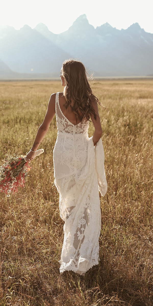 dreamers and lovers boho wedding dresses sheath lace v back