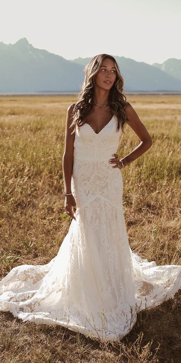dreamers and lovers boho wedding dresses sheath lace v neckline barn