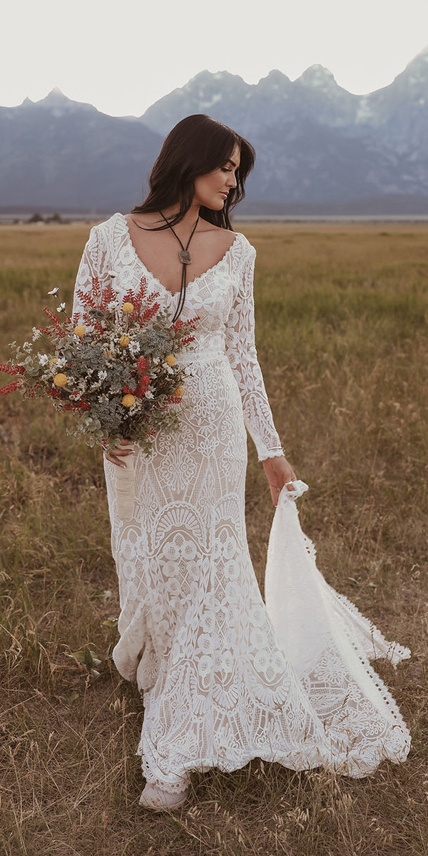 dreamers and lovers boho wedding dresses sheath long sleeves lace