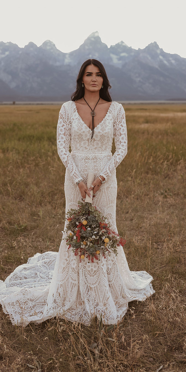dreamers and lovers boho wedding dresses v neckline with long sleeves