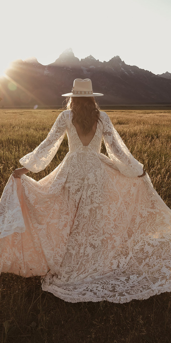 dreamers and lovers boho wedding dresses with long sleeves v back