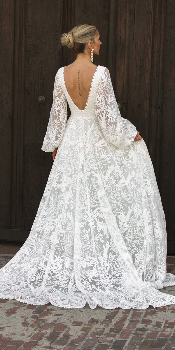 dreamers lovers lace wedding dresses a line with long sleeves rustic boho