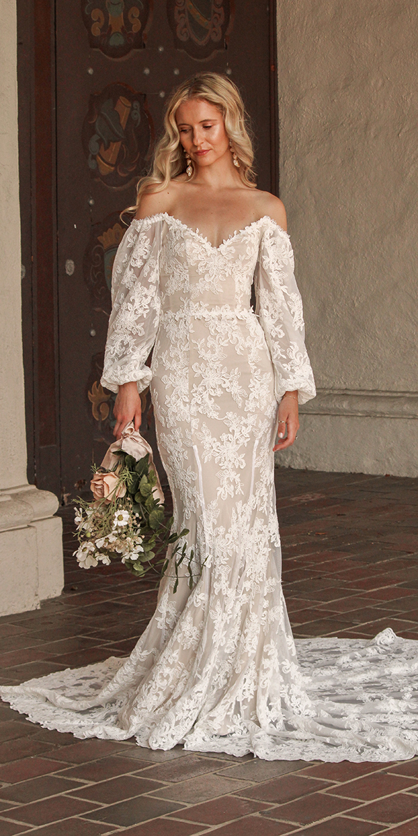 dreamers lovers lace wedding dresses sheath lace with long sleeves boho