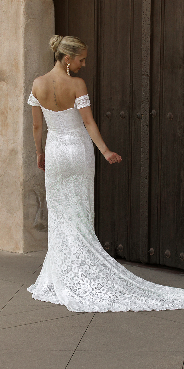 dreamers lovers lace wedding dresses sheath low back off the shoulder