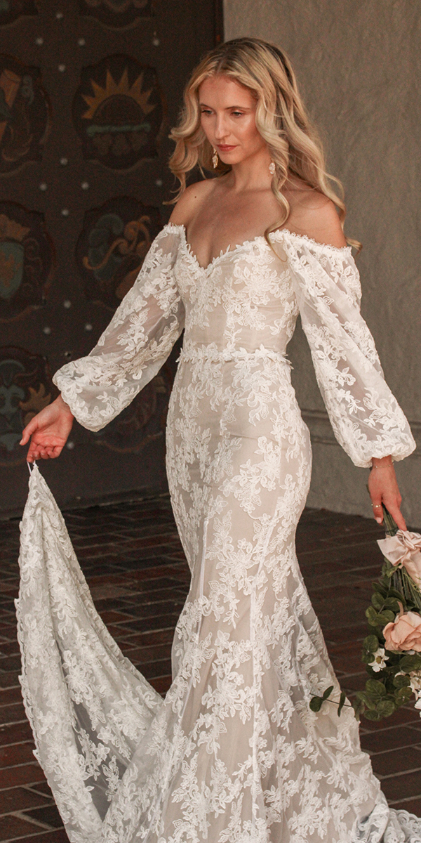 dreamers lovers lace wedding dresses sheath with long sleeves lace