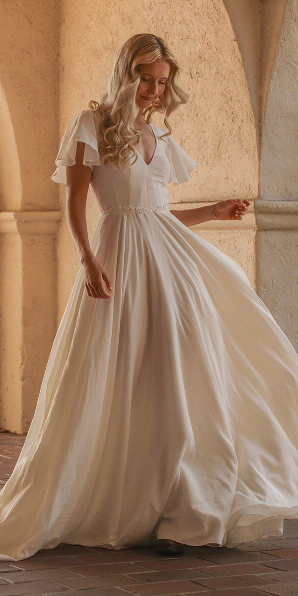dreamers lovers lace wedding dresses simple a line v neckline