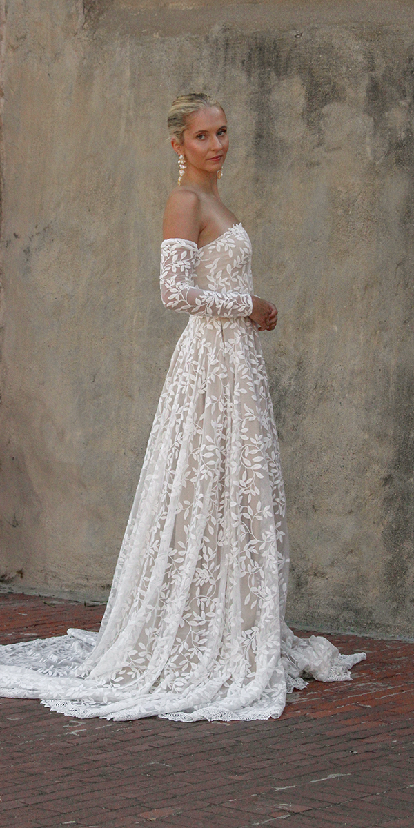 dreamers lovers lace wedding dresses with detached sleeves