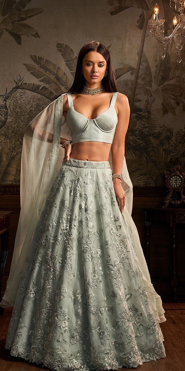indian wedding dresses modern with lace detached top shyamalbhumika