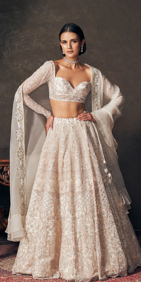 indian wedding dresses white with lace cape