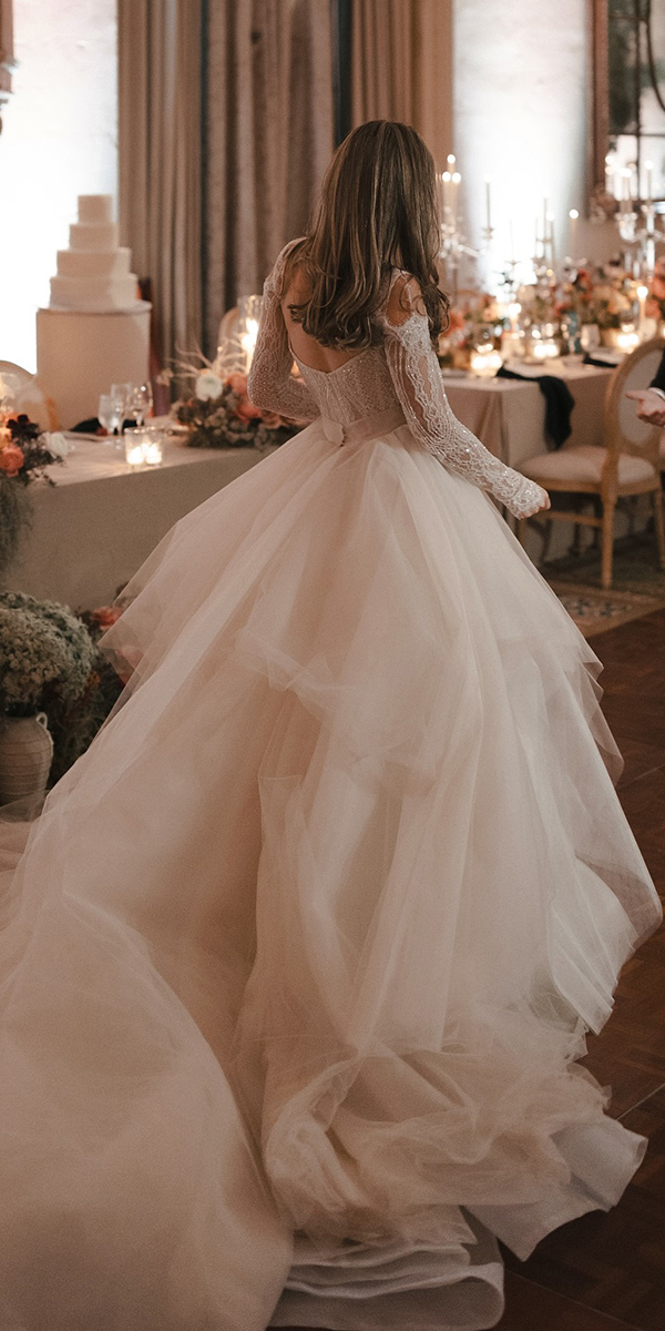 ivory wedding dresses ball gown with long sleeves gaialahav