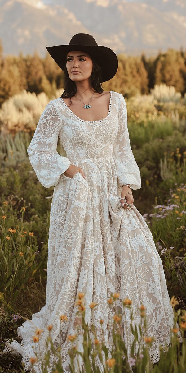 lace boho wedding dresses with sleeves rustic dreamers and lovers
