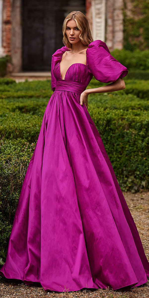 purple wedding dresses simple a line nicole milano