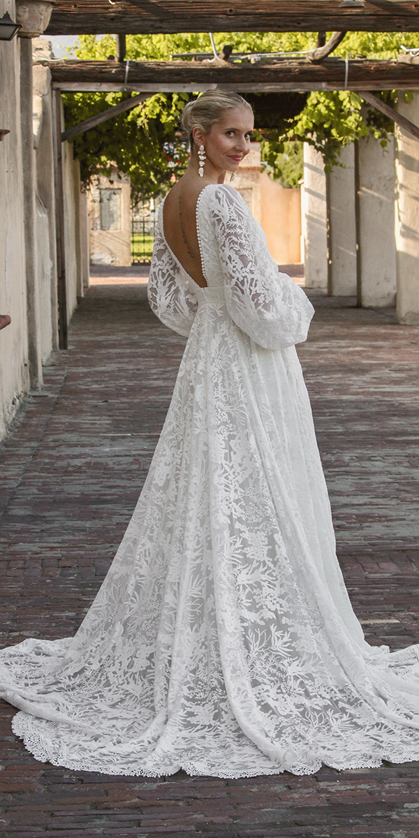 western wedding dresses a line with long sleeves lace boho rustic dreamersandlovers