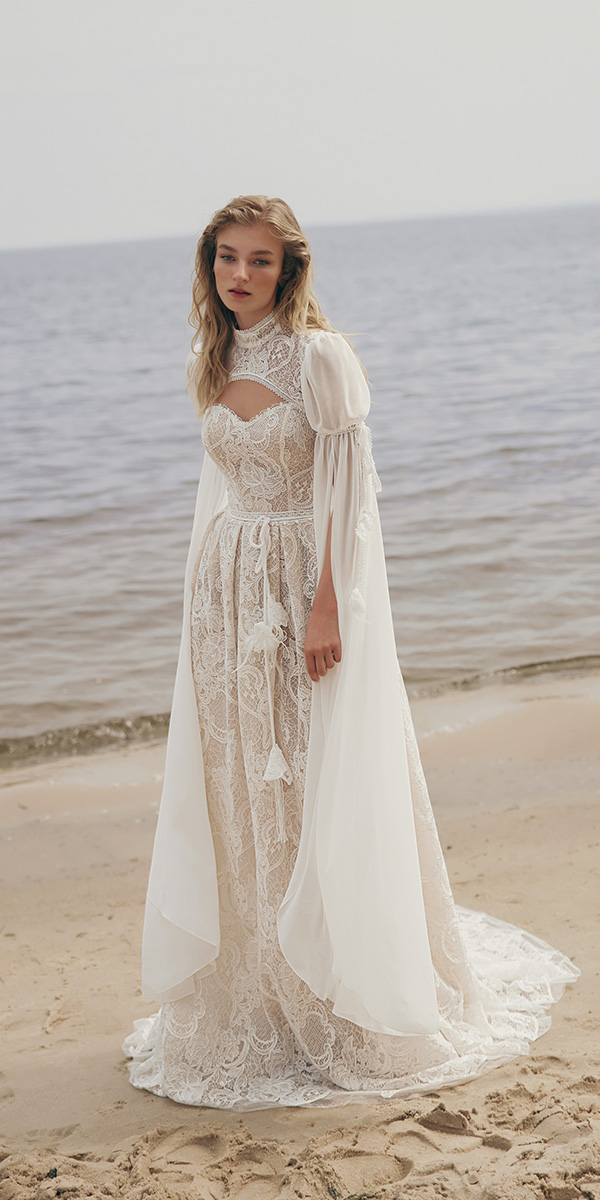 western wedding dresses sheath with cape lace rustic ariamo
