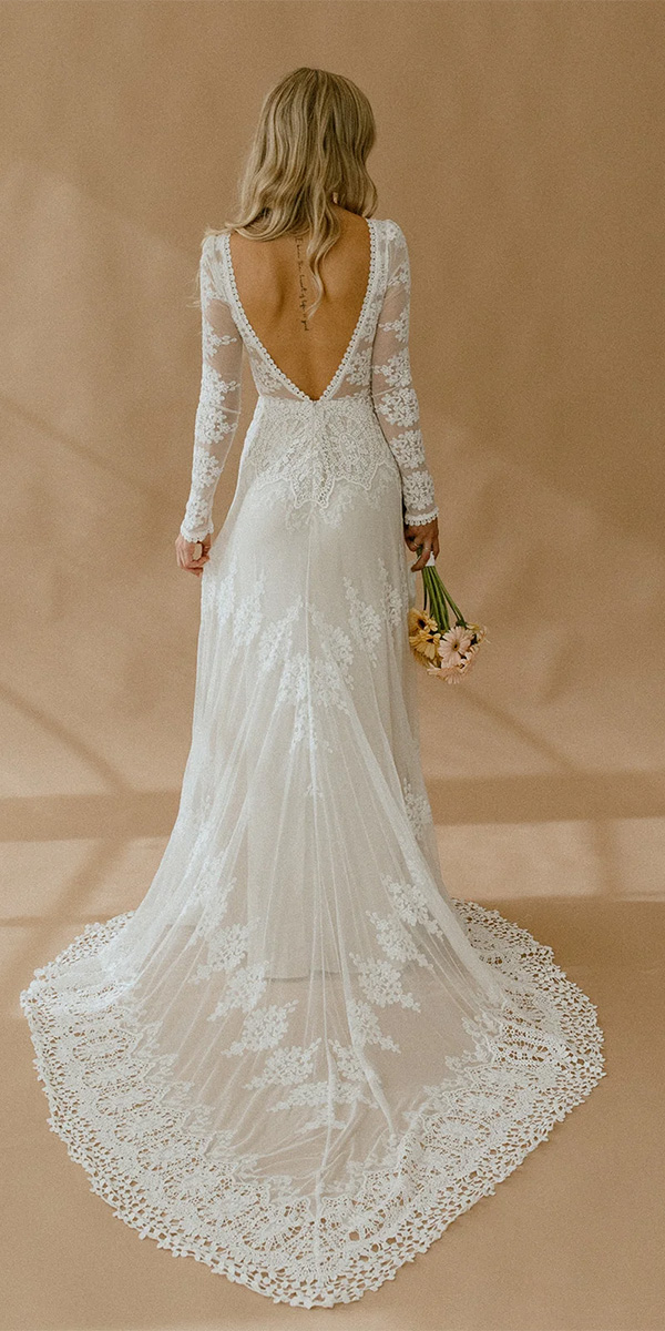 western wedding dresses sheath with long sleeves lace dreamersandlovers