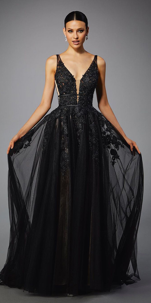 black wedding dresses a line lace sexy morilee