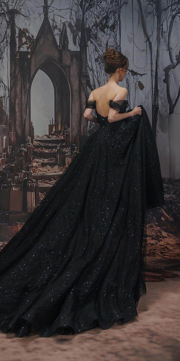 black wedding dresses a line simple sequins cocomelody