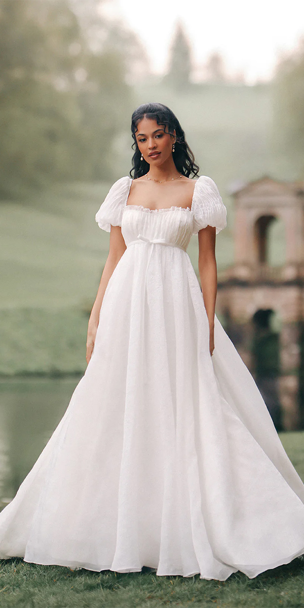 bohemian wedding dresses a line simple with caps sleeves allure