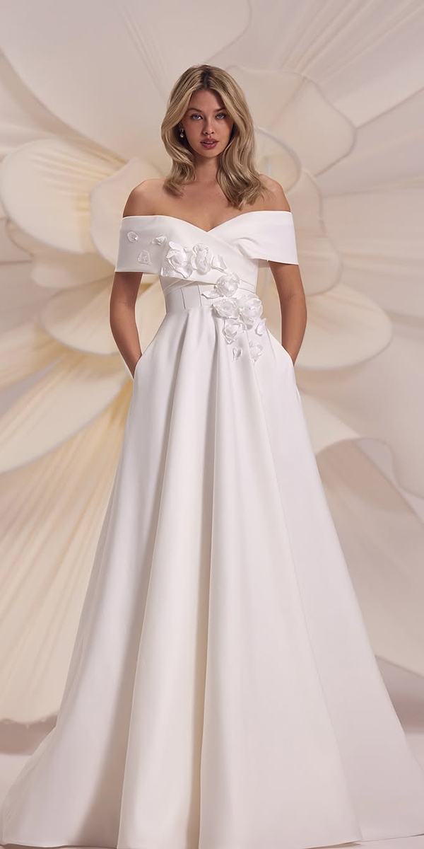 eva lendel top wedding dresses a line simple floral appliques