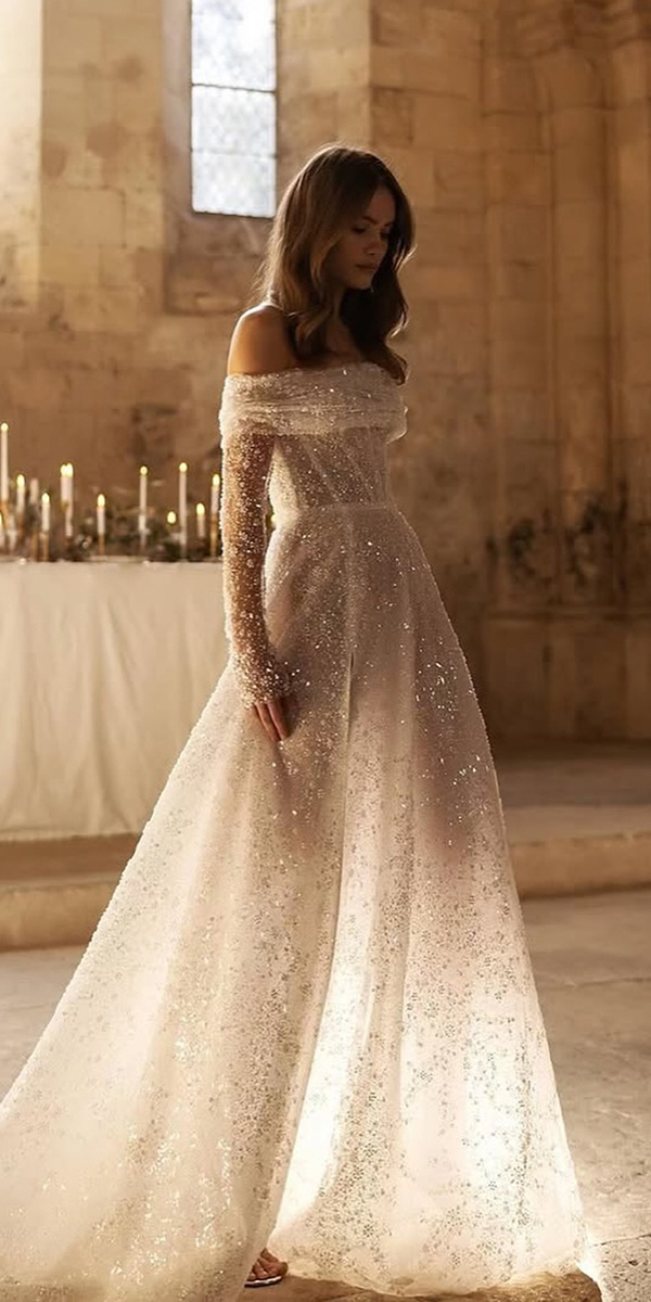 eva lendel top wedding dresses a line with long sleeves sequins