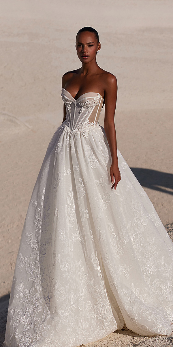 eva lendel top wedding dresses strapless neckline beach