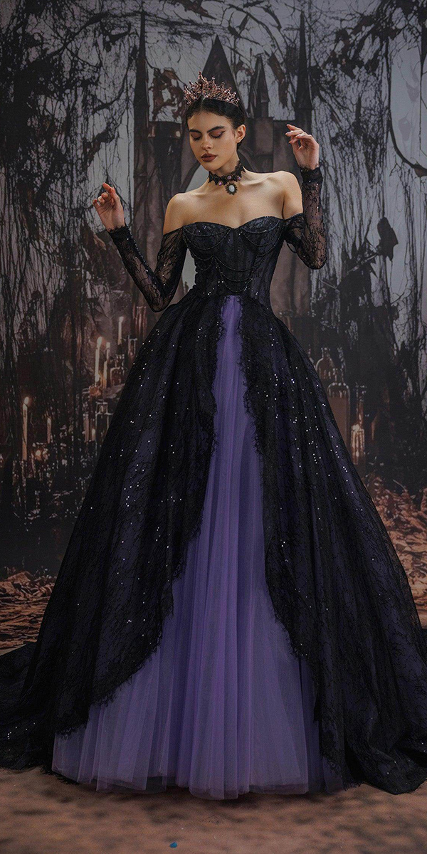 gothic wedding dresses gothic with black with purple cocomelody