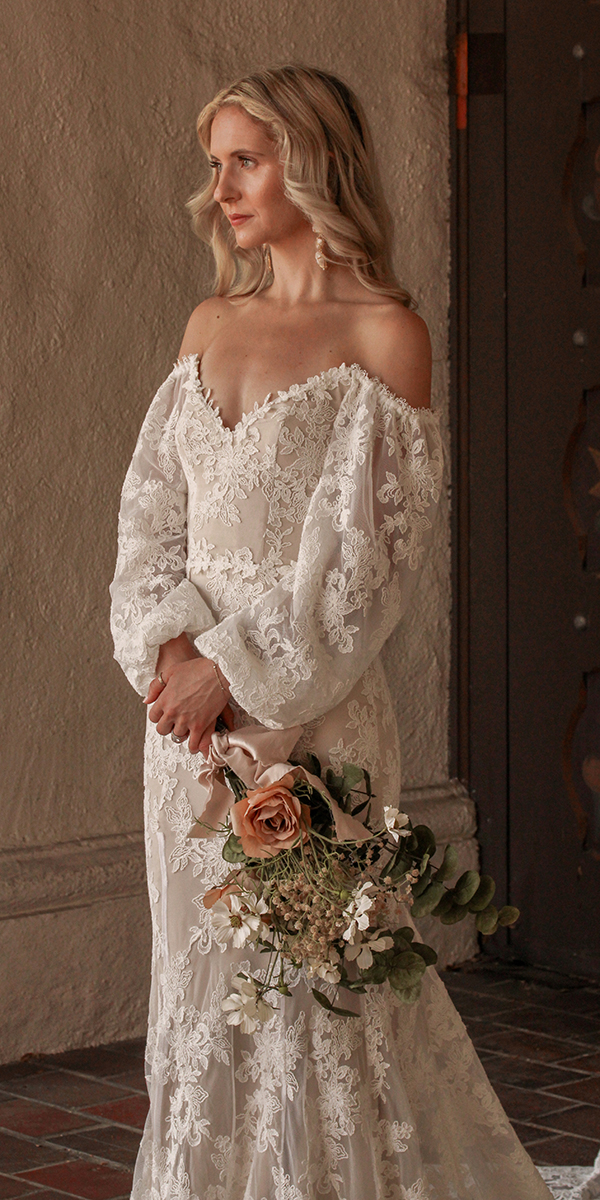 long sleeve wedding dresses with long sleeves off the shoulder dreamersandlovers