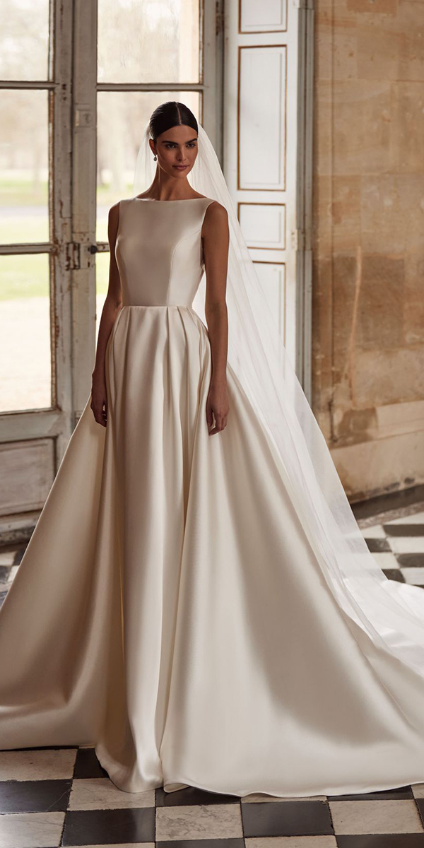 modest wedding dresses simple silk a line millanova