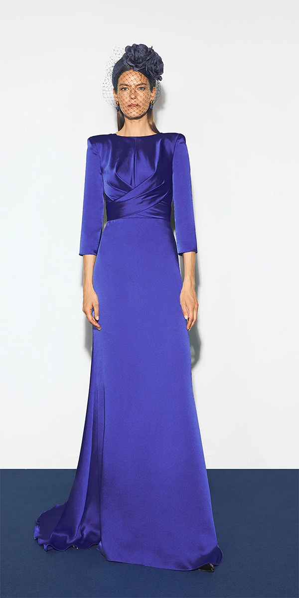 mother of the groom dresses simple navy with long sleeves pronovias