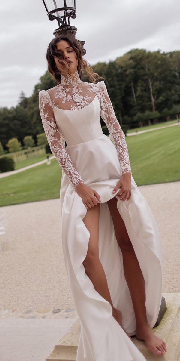 wona concept top wedding dresses lace high neck with long sleeves