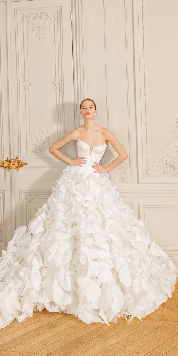 wona concept top wedding dresses simple strapless neckline ruffled skirt