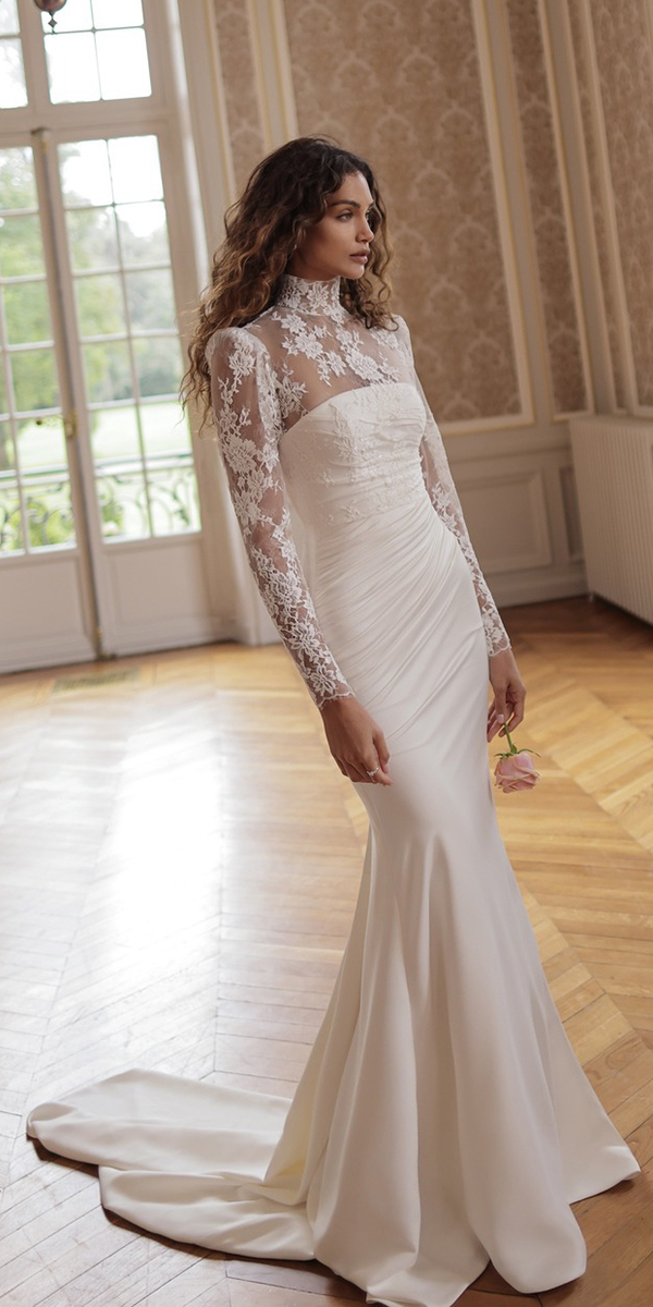 wona concept top wedding dresses with long sleeves lace illusion neckline