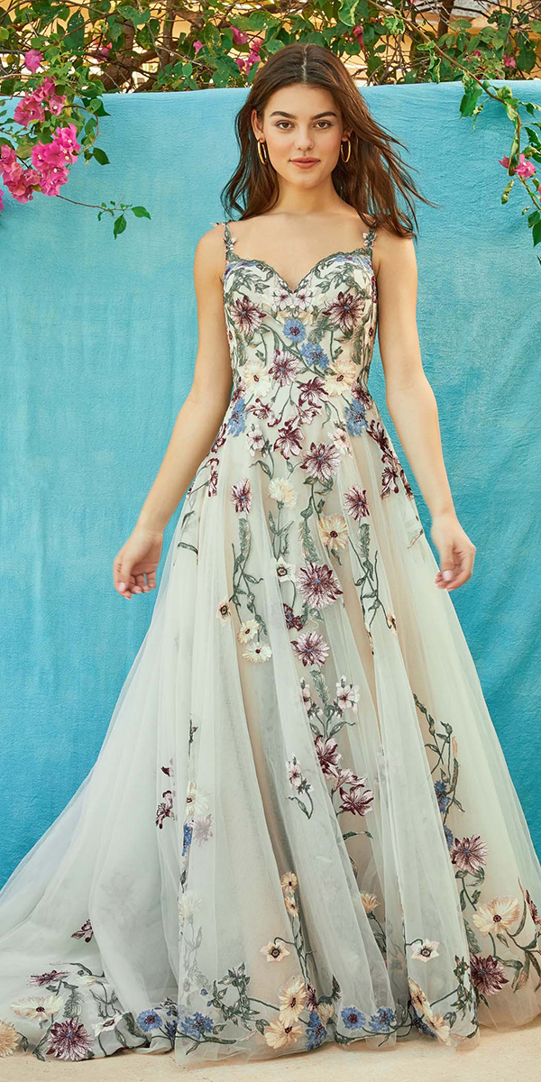 floral wedding dresses a line floral appliques allurebridal