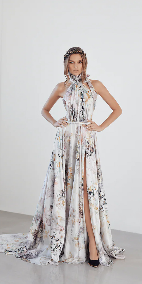 floral wedding dresses halter neckline beach a line suzanneharward