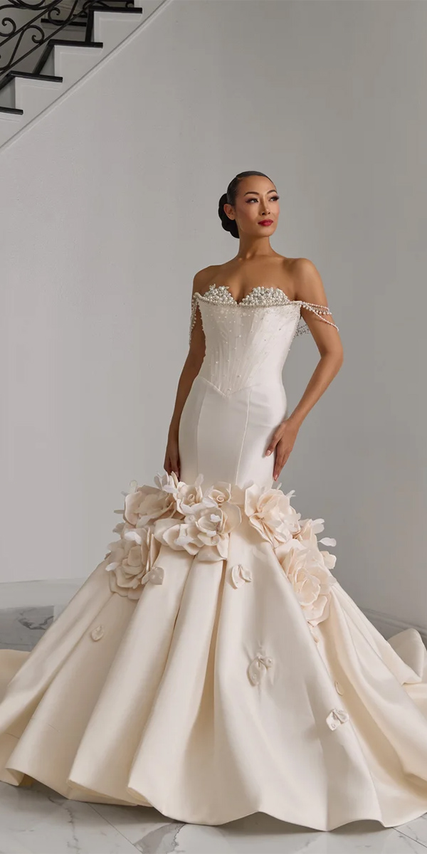 floral wedding dresses ivory 3d floral simple mermaid eseazenabor