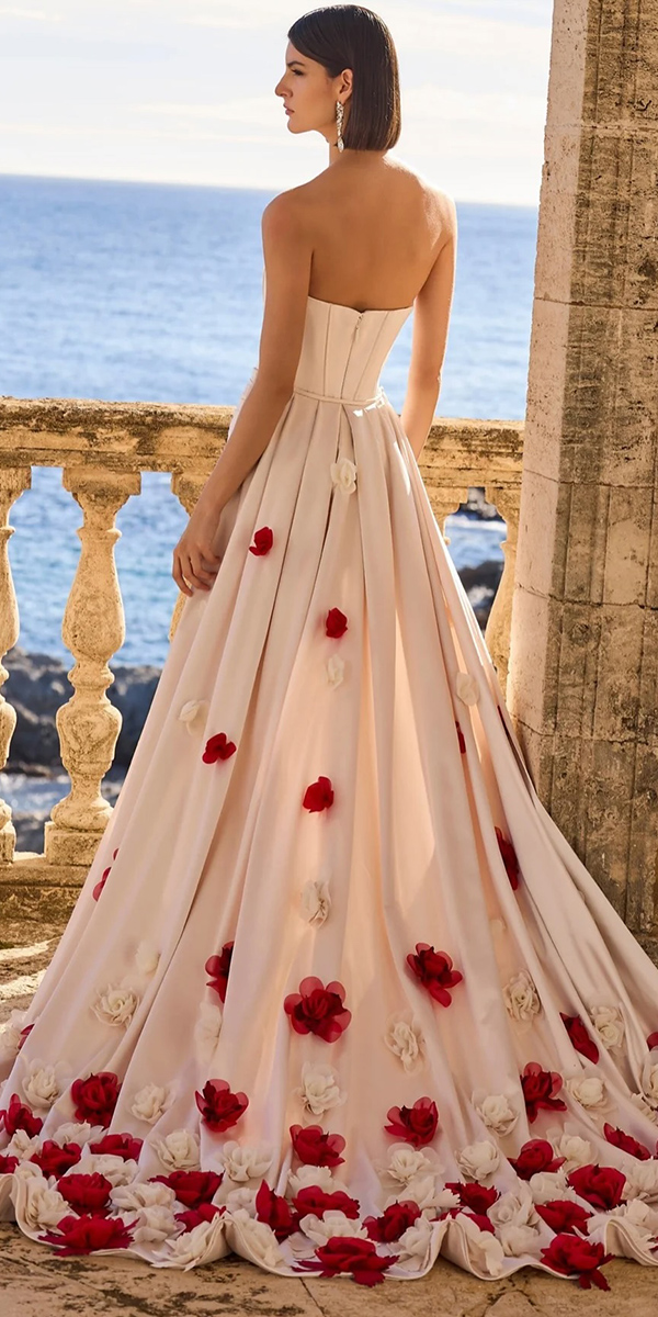 floral wedding dresses with red floral beach veniinfantinobridal