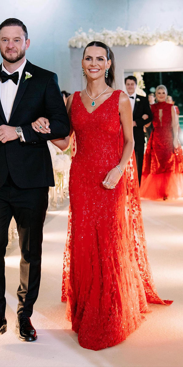 long mother of the bride dresses long red floral paulodolce