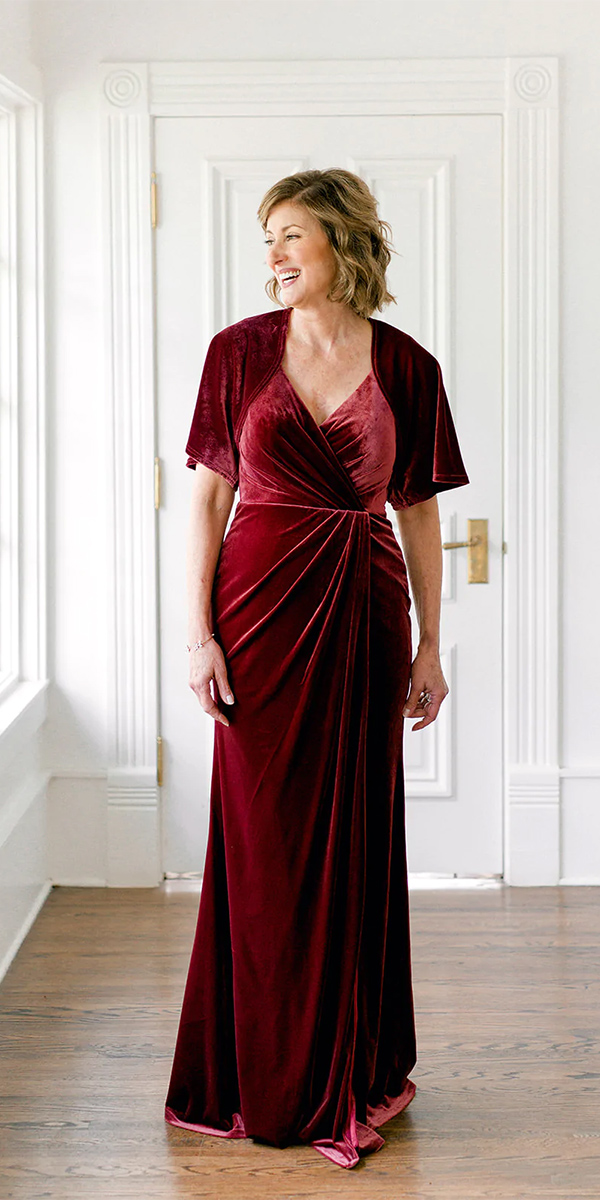 long mother of the bride dresses simple velvet burgundy revelry