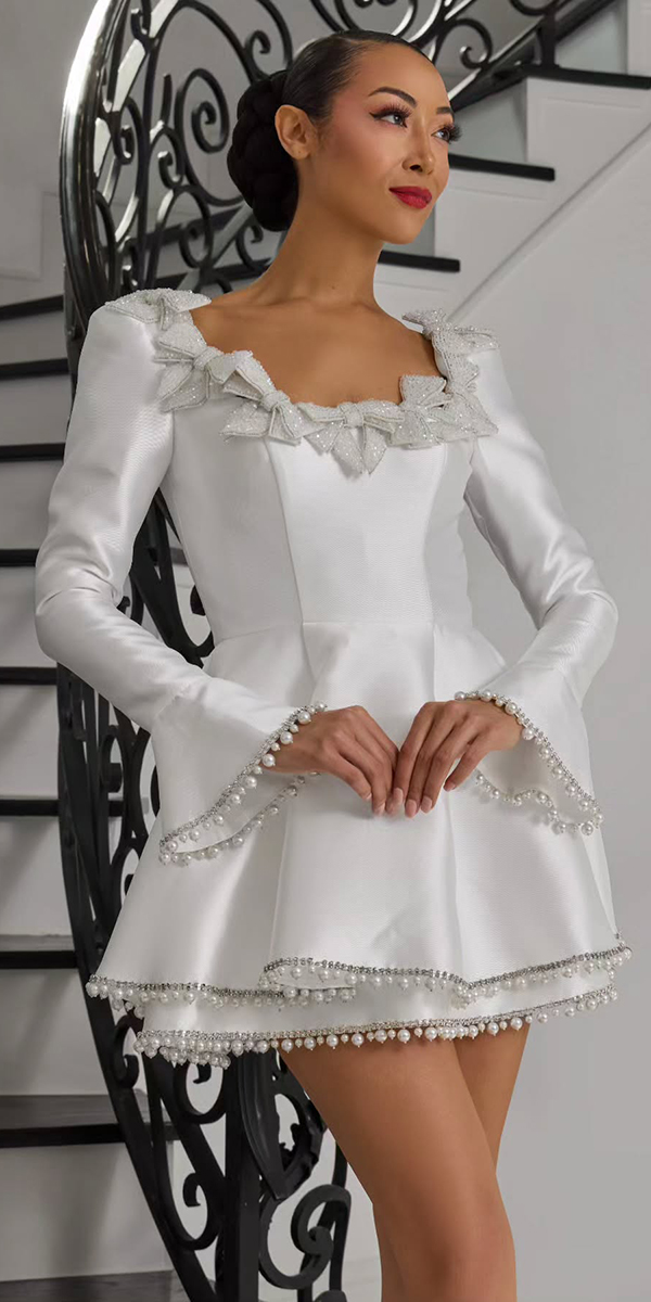 short wedding dresses with long sleeves modest elegant with pearls eseazenabor