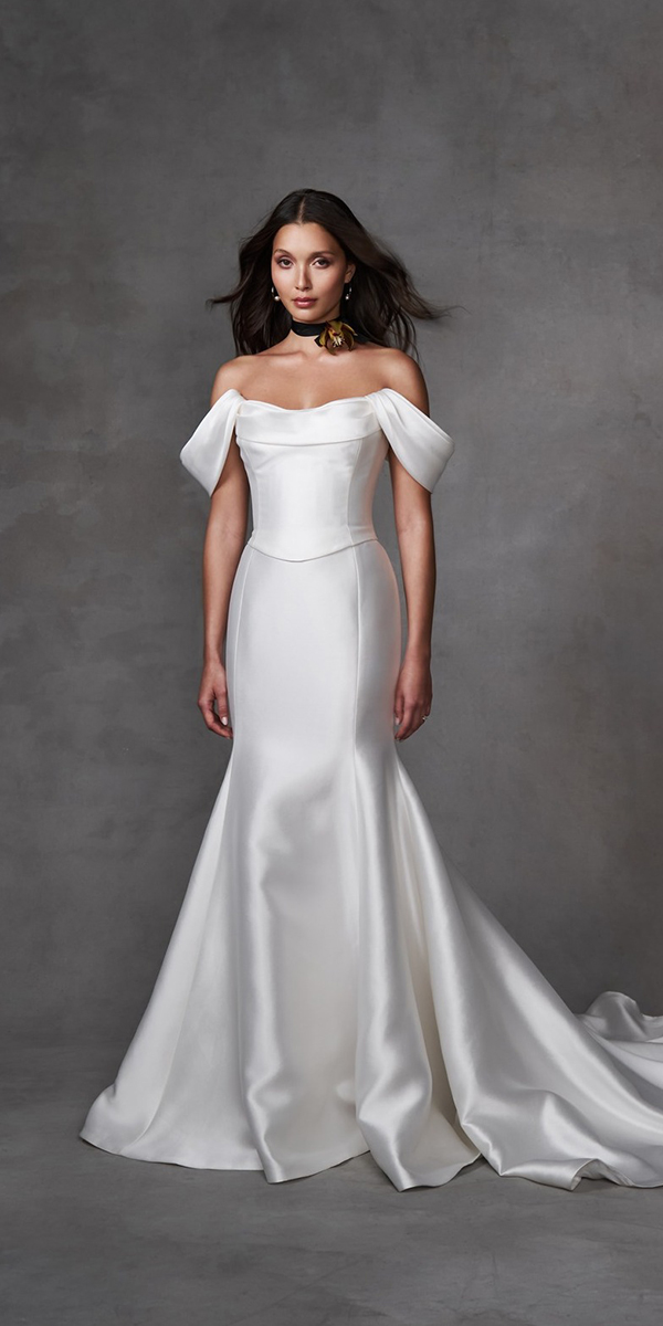 silk wedding dresses simple mermid off the shoulder watters