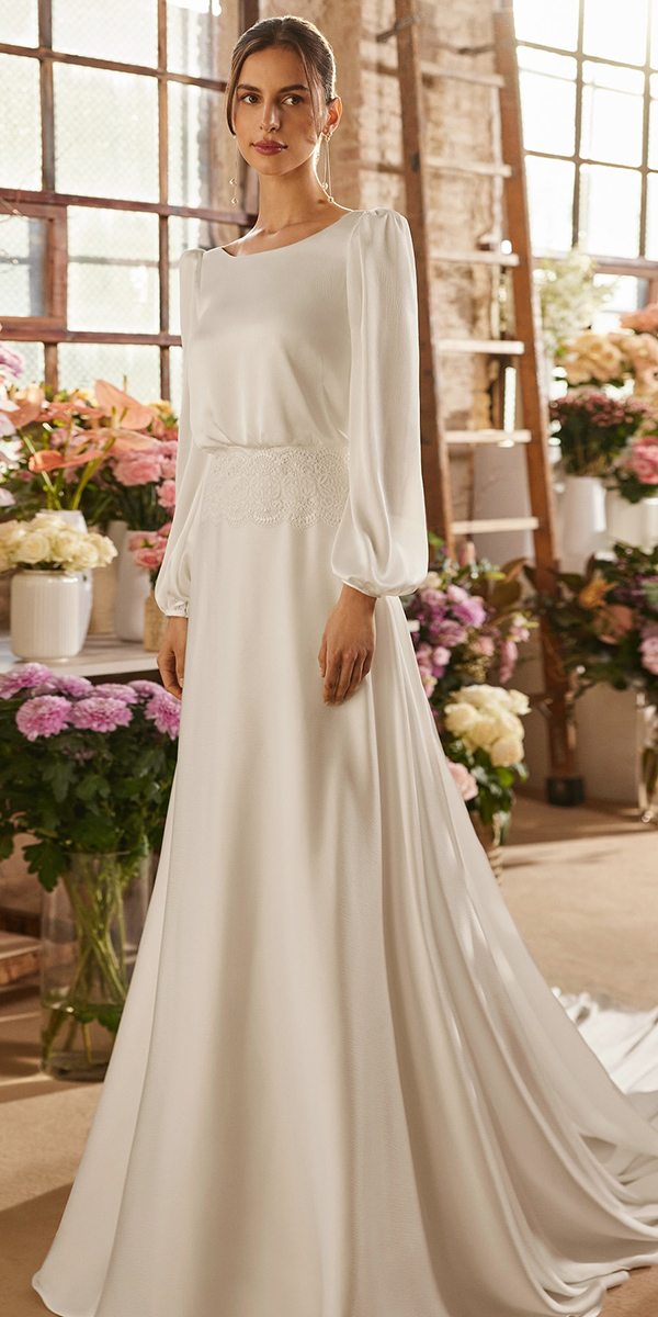 simple wedding dresses with sleeves with long sleeves modest rosaclara