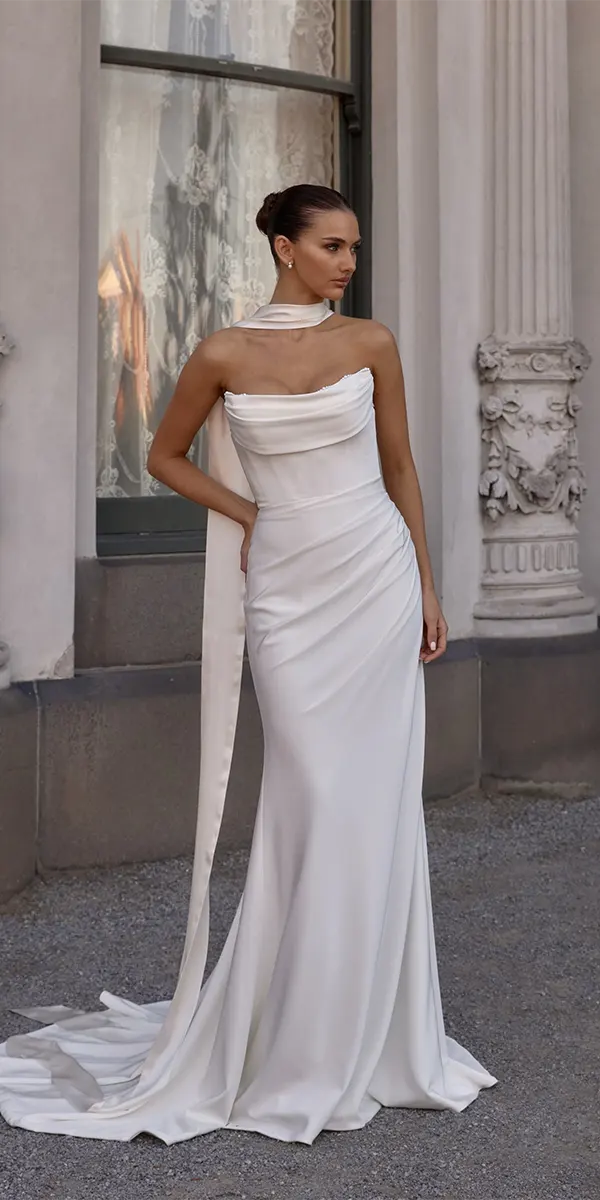 trendy wedding dresses simple sheath strapless neckline campbell