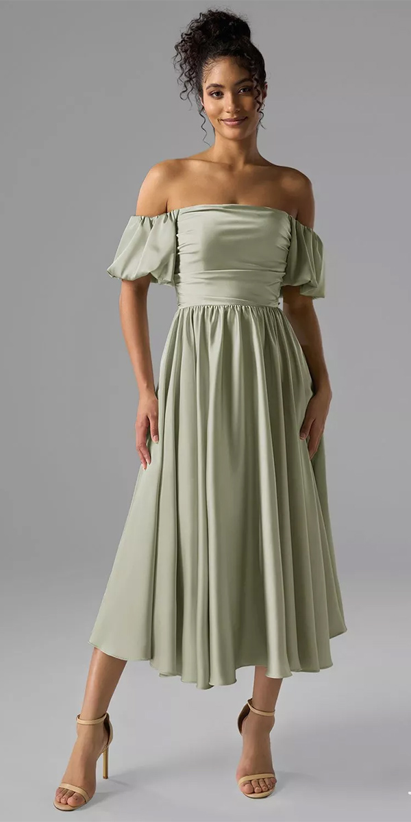 wedding guest dresses for spring simple tea length awbridal