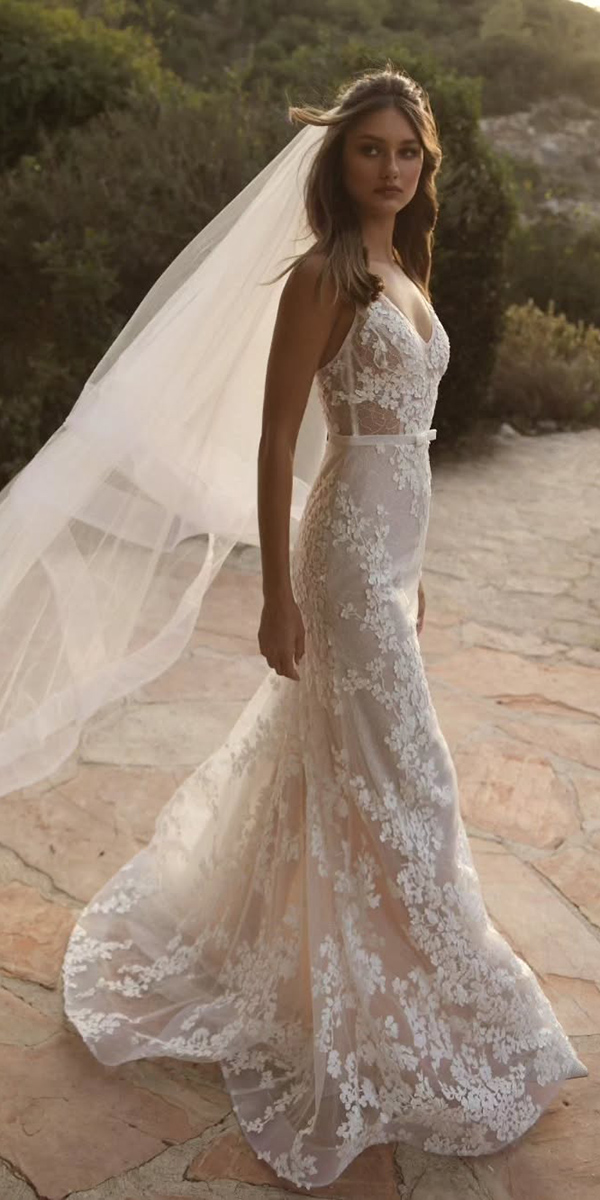 bohemian wedding dresses sheath floral lace adigroman