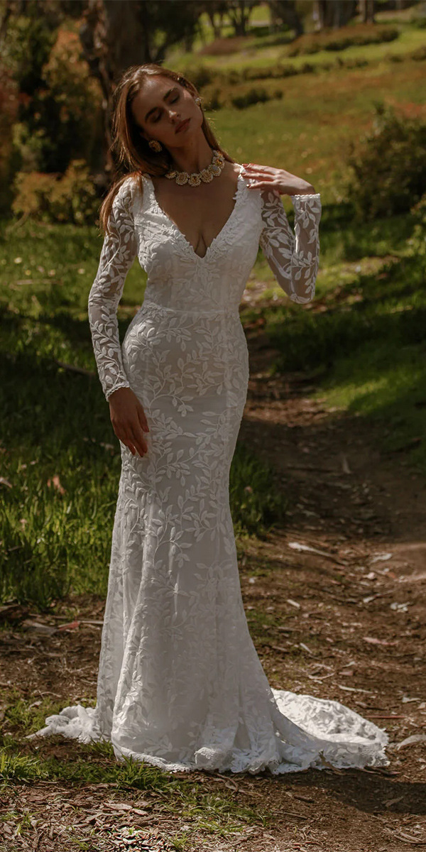 boho wedding dresses with sleeves sheath with long sleeves dreamers