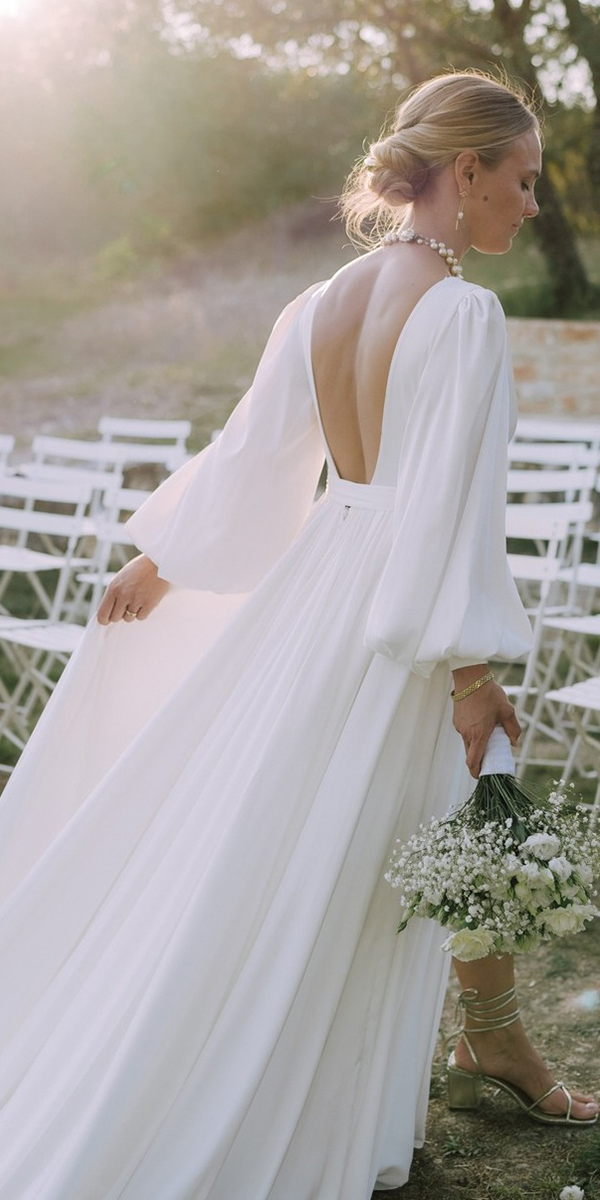 boho wedding dresses with sleeves simple a line with long sleeves catherinadeane