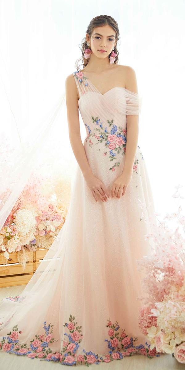 floral wedding dresses floral appliques colored digiobridal