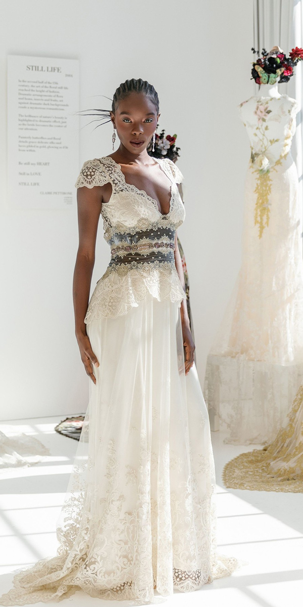 floral wedding dresses sheath lace clairepettibone